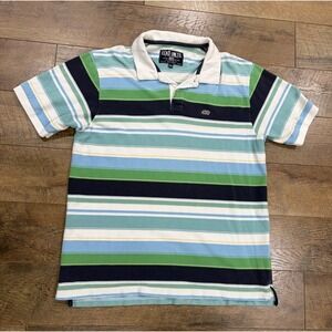 Vintage Y2k Ecko Unltd. Striped Polo Shirt XXL Green Blue Skater